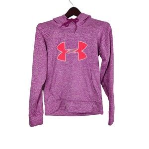 Under Armour Women's Pink Logo Long Sleeve Pullover Hoodie‎ Sweatshirt Size XS